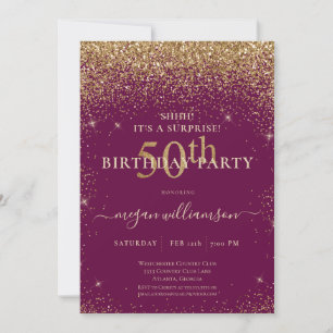 Elegant Pink Gold Glitter 50th Birthday Party Invitation