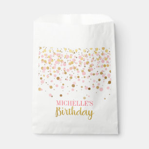 Elegant Pink Gold Glitter Confetti Birthday Favour Bag