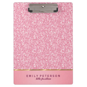 Elegant Pink & Gold Glitter Pattern Clipboard