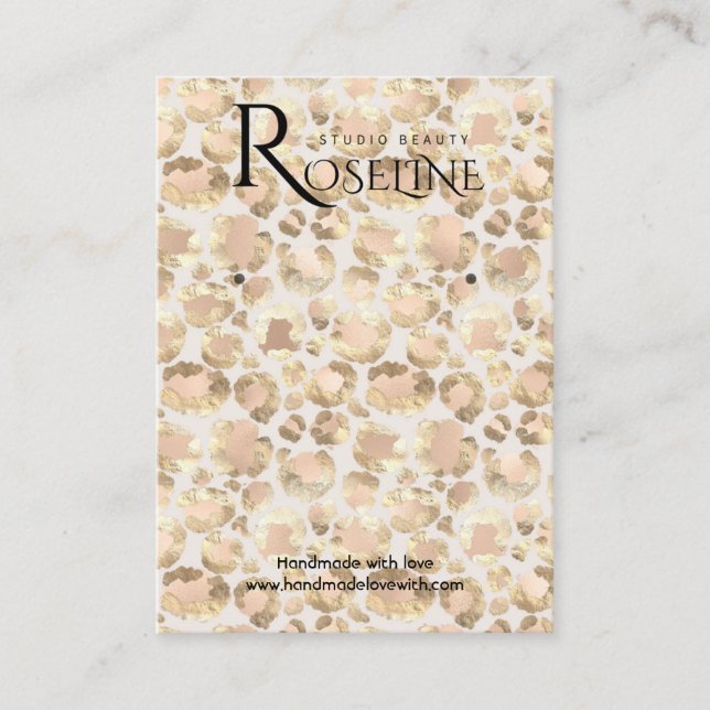Elegant Pink Gold Leopard Print Display Card (Front)