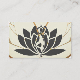 Elegant Pink & Gold Lotus Flower Logo Yoga Business Card