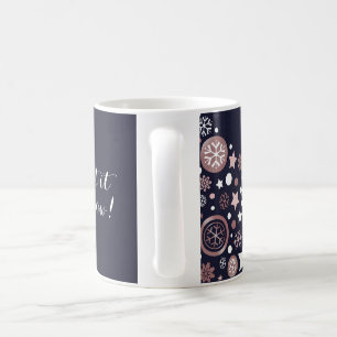 Elegant pink gold metallic snowflakes winter coffee mug