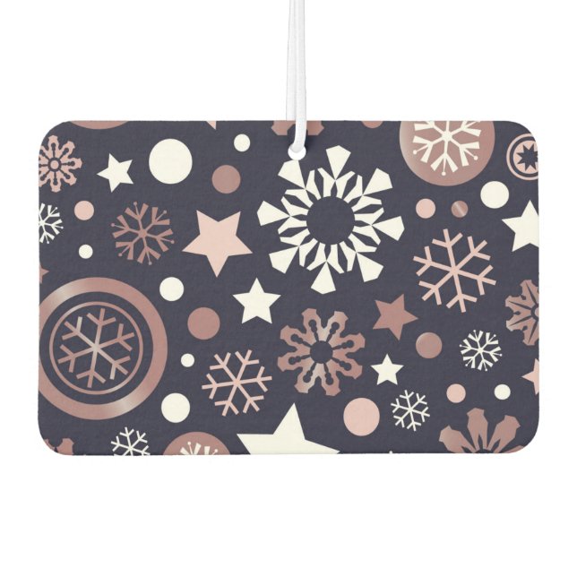 Elegant pink gold metallic winter snowflakes car air freshener (Front)