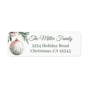 Elegant Pink & Gold Ornament Address Labels