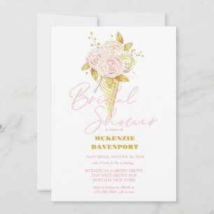 Elegant Pink Gold Peony Floral Bridal Shower Invitation