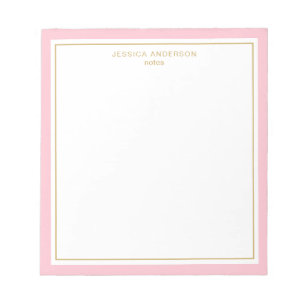 Elegant Pink Gold Personalised Notepad