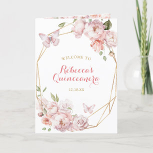 Elegant Pink Gold Quinceañera Program Template