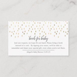 Elegant Pink & Gold Raindrops Book for Baby Enclosure Card