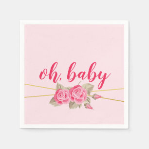 Elegant Pink & Gold Roses Baby Shower Napkin