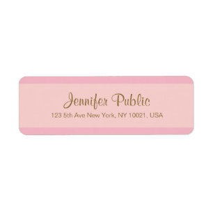 Elegant Pink Gold Script Template Return Address Label