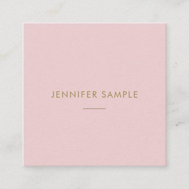 Elegant Pink Gold Text Modern Simple Design Plain Square Business Card (Front)