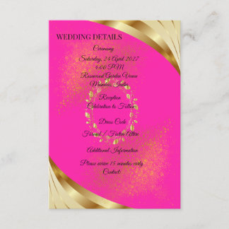 Elegant Pink & Gold Wedding Details Card