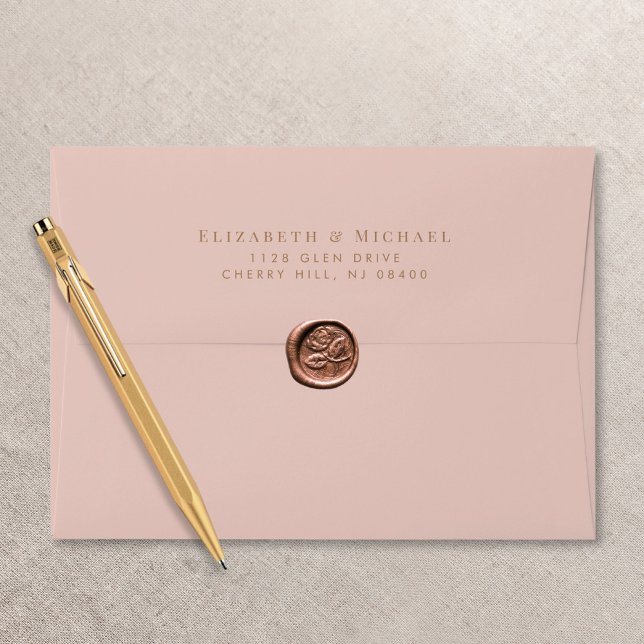 Elegant Pink Gold Wedding Return Address Envelope (Creator Uploaded)