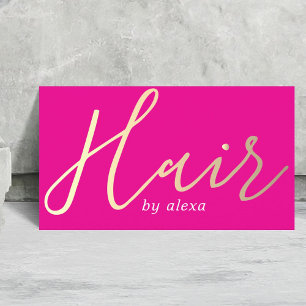 Elegant Pink Golden Bold Hair Stylist Business Card