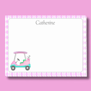 Elegant Pink Golf Cart Name Post-it Notes