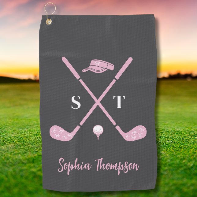 Elegant Pink Golf Club White Bows Custom Birthday Towel (Creator Uploaded)
