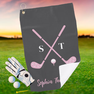 Elegant Pink Golf Club White Bows Custom Birthday Towel