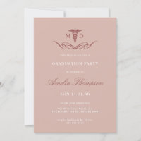 Elegant Pink Grad Party Medical Doctor Graduation