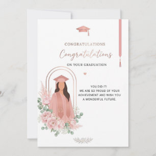 Elegant Pink Graduation Card   Congratulations