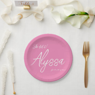 Elegant Pink Graduation Party She Did It Paper Plate