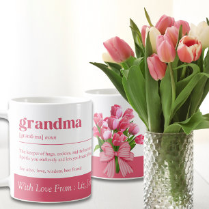 Elegant Pink Grandma Definition With Tulip  Coffee Mug