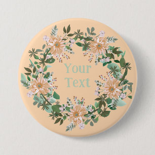 Elegant Pink & Gray Floral Wreath Lapel Symbol 7.5 Cm Round Badge