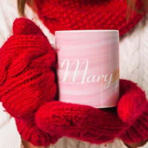 Elegant Pink green acrylic Marble Custom Script  Coffee Mug