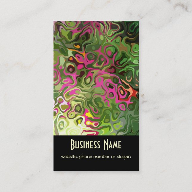Elegant Pink, Green, Cream, Black Business Card (Front)