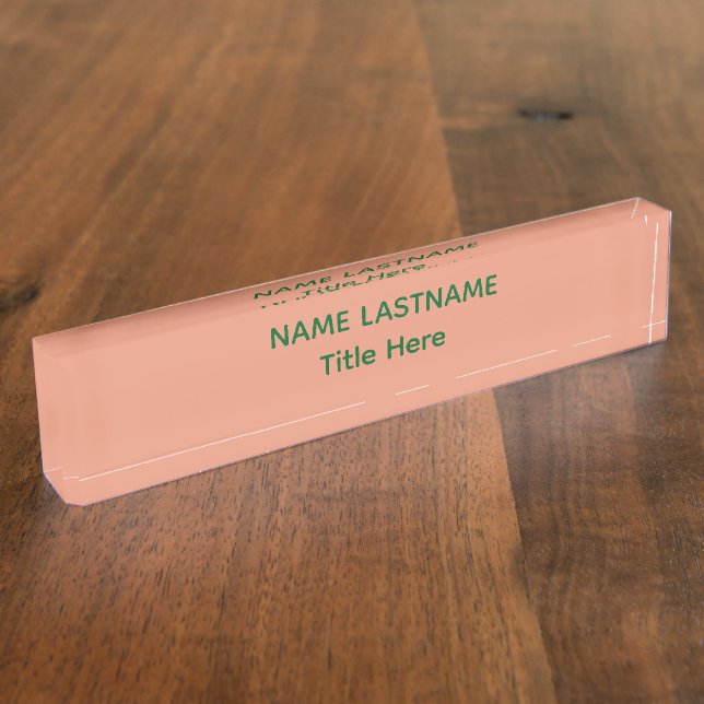 Elegant pink &green custom name nameplate (Side)