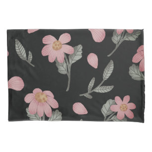 Elegant Pink Green Floral Pillowcase