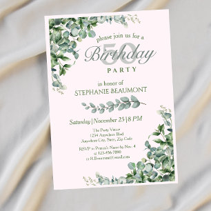 Elegant Pink Green Flower Women's 50th Birthday  Invitation