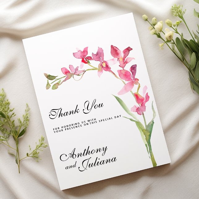 Elegant pink green orchid flower summer Thank You  Invitation (Elegant pink green orchid flower summer Thank You )