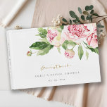 Elegant Pink Green Peony Floral Bridal Shower Guest Book<br><div class="desc">If you need any further customisation please feel free to message me on yellowfebstudio@gmail.com.</div>