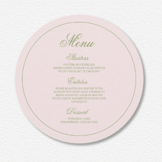 Elegant Pink Green Polka Dots Wedding Menu