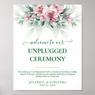 Elegant Pink Greenarry Modern Wedding Poster