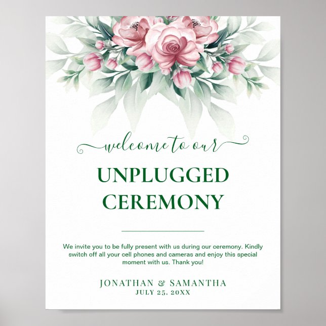 Elegant Pink Greenarry Modern Wedding Poster (Front)