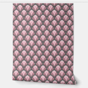Elegant Pink Grey Art Deco Peel and Stick Wallpaper