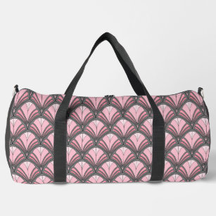 Elegant Pink Grey Art Deco Vintage Pattern Duffle Bag