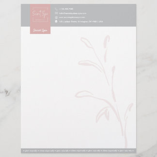 Elegant Pink & Grey Botanical Beauty Spa Modern Custom Letterhead