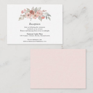 Elegant Pink Grey Floral Watercolor Wedding Enclosure Card
