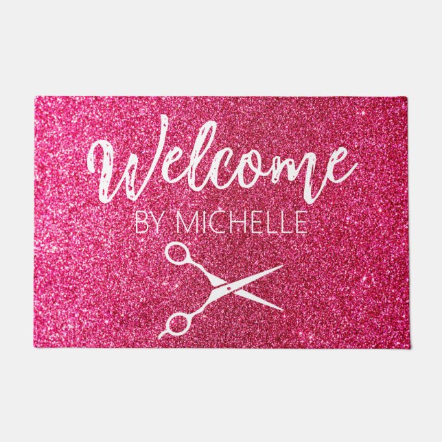 Elegant  Pink Hairstylist Salon Name      Doormat (Front)