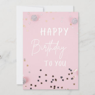 Elegant Pink Happy Birthday Card