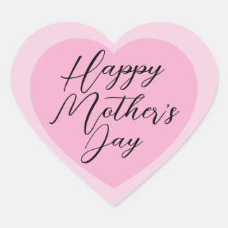 Elegant Pink Happy Mother's Day Heart Sticker