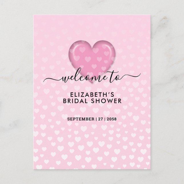 Elegant Pink Heart and Speckles Design Announcement Postcard (Front)