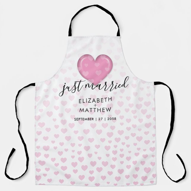 Elegant Pink Heart and Speckles Design Apron (Front)