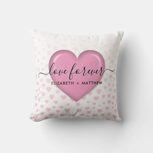 Elegant Pink Heart and Speckles Design Cushion (Front)
