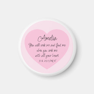 Elegant Pink Heart Bible Verse Christian Faith Magnet