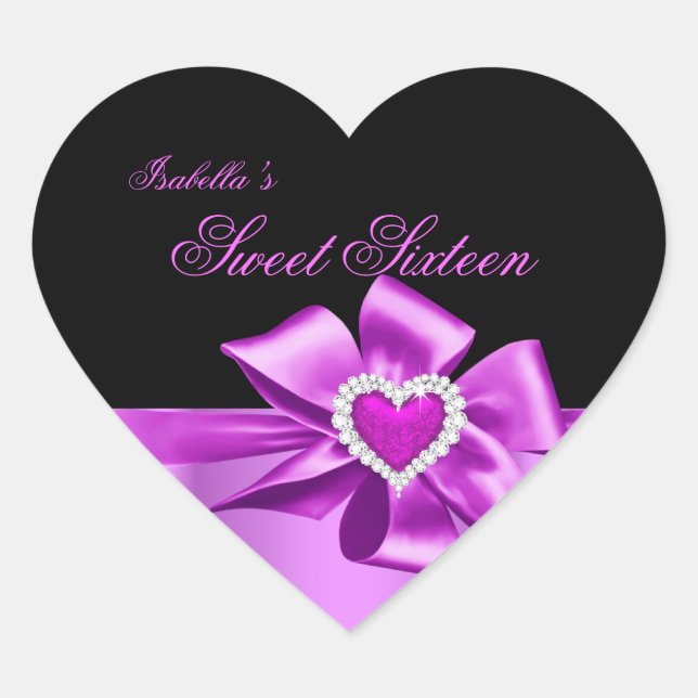 Elegant Pink Heart Birthday Party Sweet Sixteen Sticker (Front)