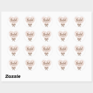 elegant pink heart bridal shower classic round sticker