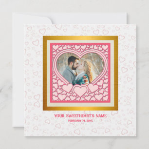 Elegant Pink Heart Happy Valentine's Day Stylish Card